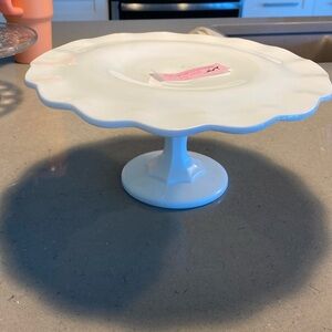 Vintage milk glass cake plate